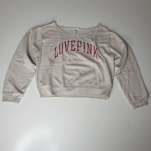 CHRISTMAS RED PLAID LOVE PINK VICTORIA'S SECRET SWEATSHIRT XL EXTRA LARGE - Picture 1 of 6